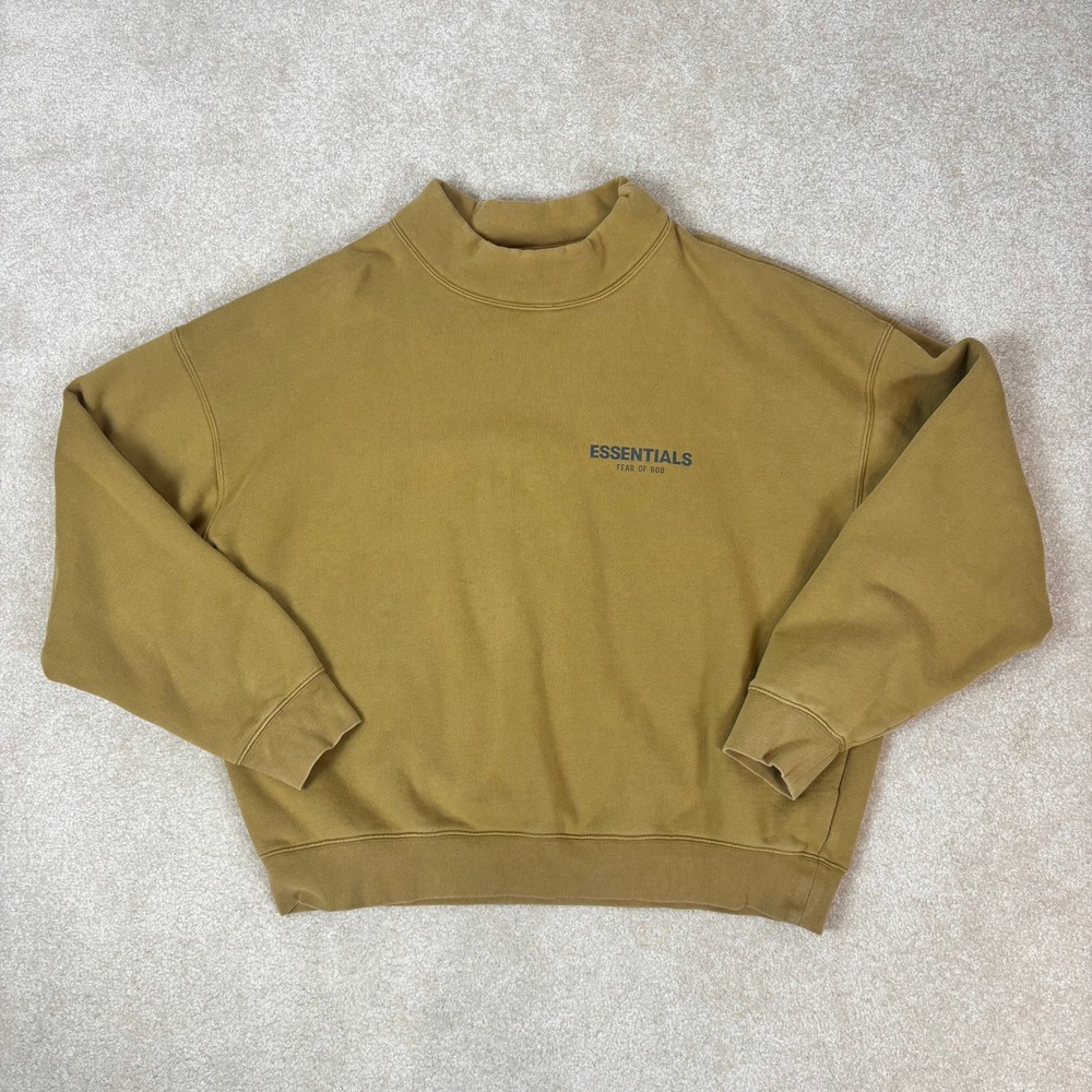 Fear of God Essentials Mock Neck Sweatshirt Harvest Mustard Yellow Large